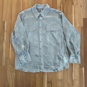 Free People Metallic Sequin Blouse